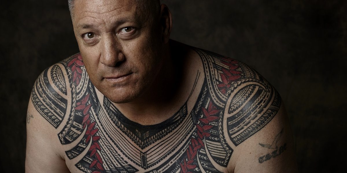 Tatau: Marks of Polynesia. Tattoo by Sulu‘ape Si‘i Liufau. Photo by John Agcaoili. at Japanese American National Museum