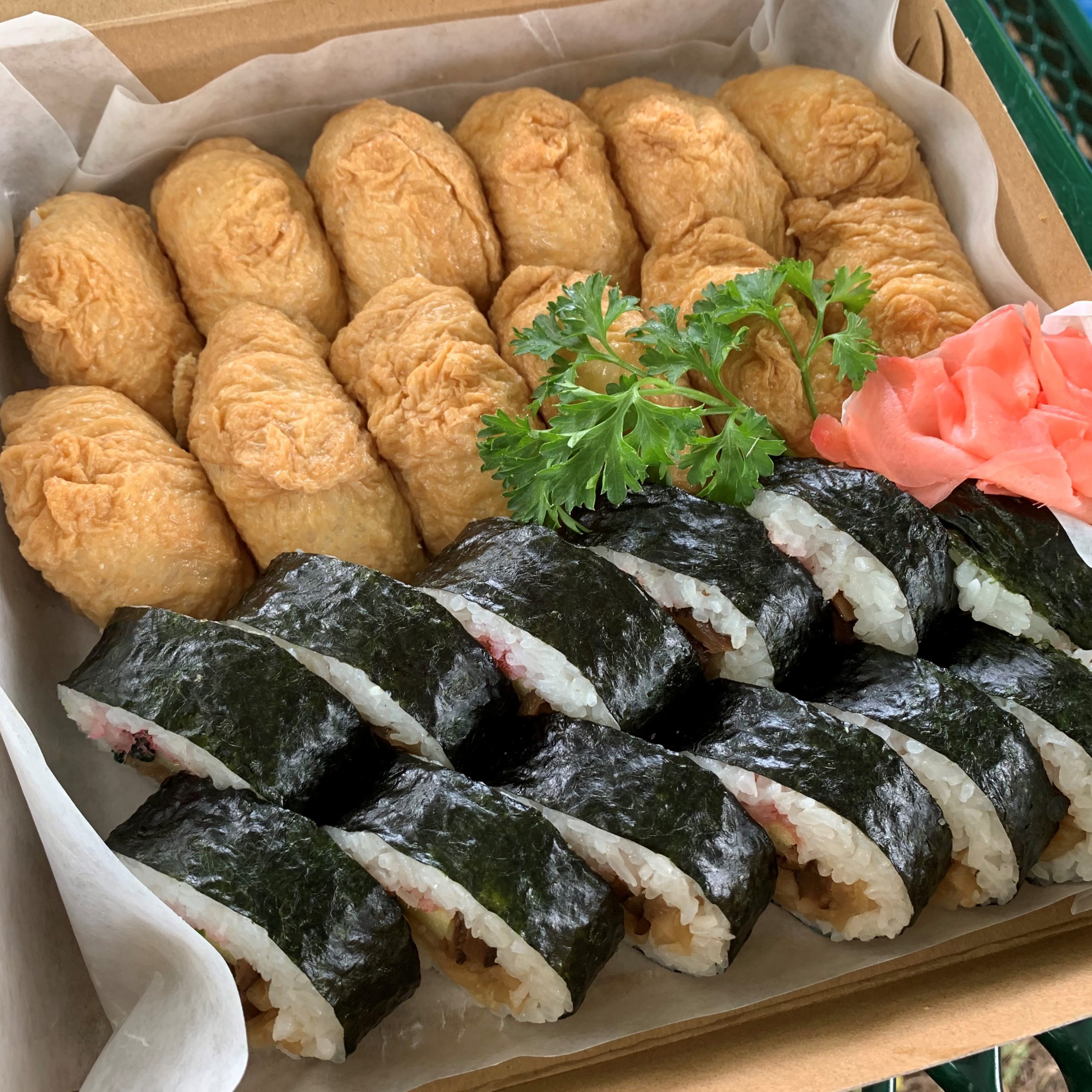 Inari sushi and Nori-maki rolls at Sakae Sushi in Gardena
