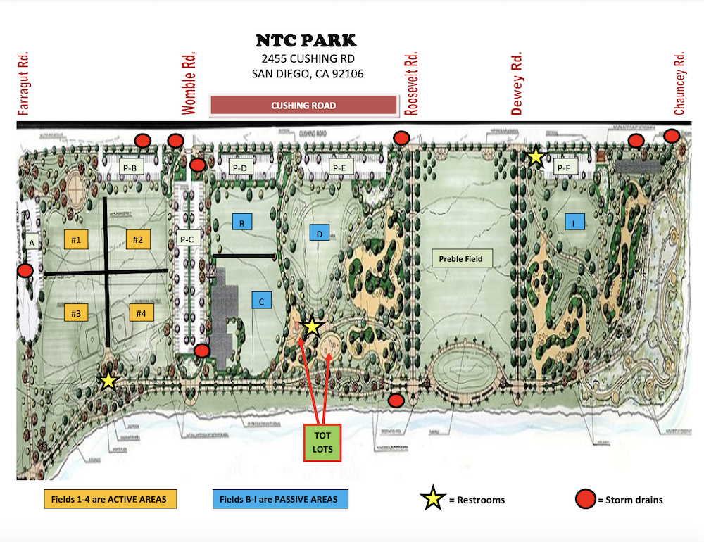 Map of Preble Field, NTC Park, San Diego, CA